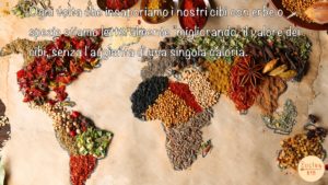 Map of world made from different kinds of spices, close-up